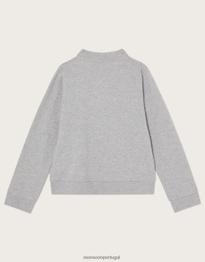 roupas jaqueta bomber unicórnio em algodão sustentável Monsoon crianças cinza RPLH8F1995