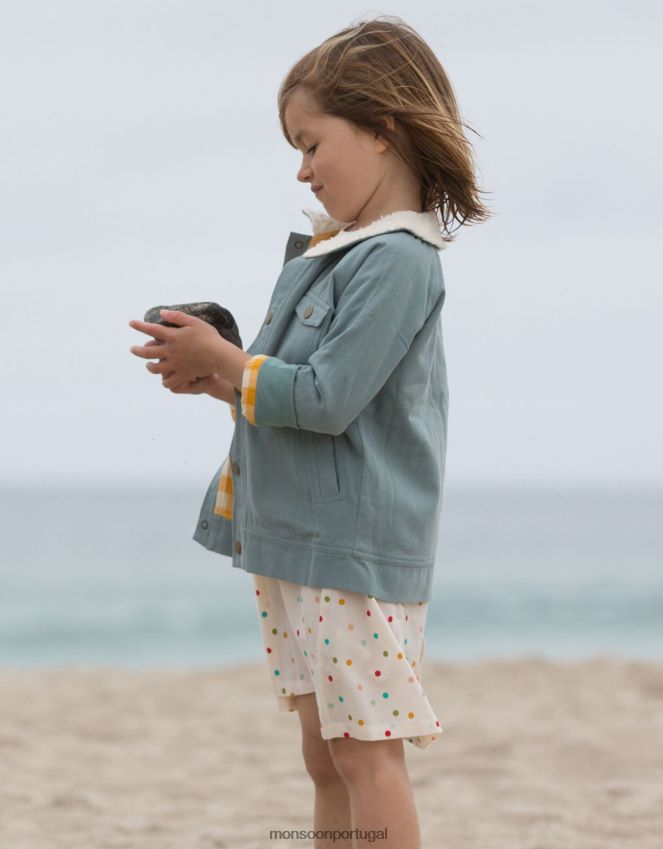 roupas jaqueta de aventura com gola sherpa little green radicais Monsoon crianças azul (azul claro) RPLH8F1952