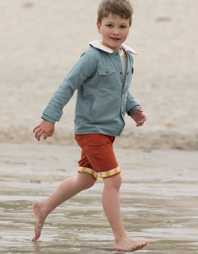 roupas jaqueta de aventura com gola sherpa little green radicais Monsoon crianças azul (azul claro) RPLH8F1952