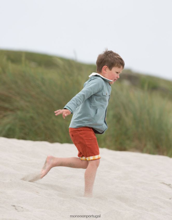 roupas jaqueta de aventura com gola sherpa little green radicais Monsoon crianças azul (azul claro) RPLH8F1952