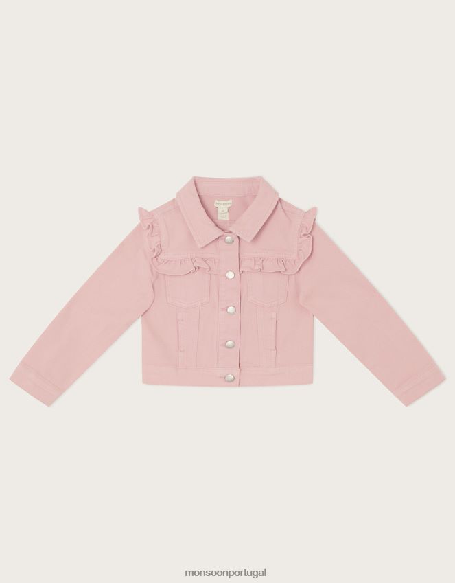 roupas jaqueta de sarja com babados Monsoon garota rosa RPLH8F1963