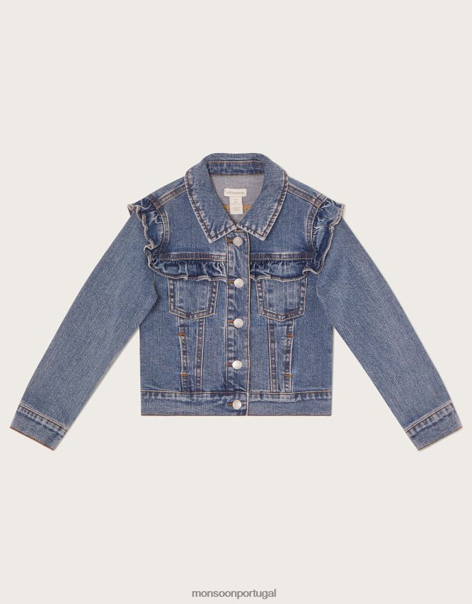 roupas jaqueta jeans com babados Monsoon garota azul RPLH8F1879