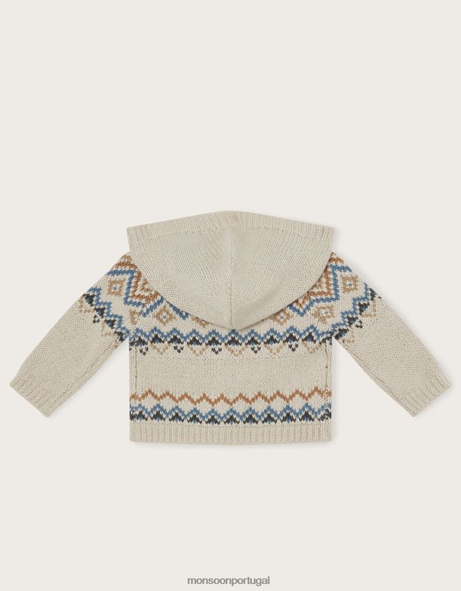 roupas cardigã de malha fair isle Monsoon crianças marfim RPLH8F2249