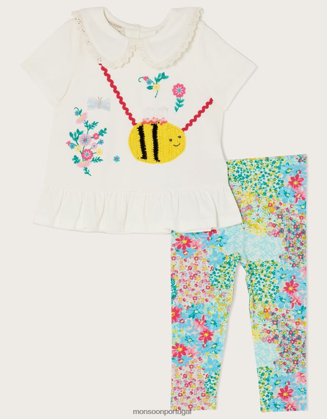 roupas conjunto de blusa e legging floral baby bee Monsoon garota multi RPLH8F2134