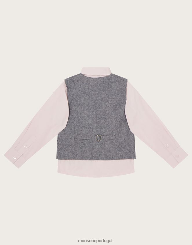 roupas conjunto de colete e camisa de três peças Monsoon garoto cinza RPLH8F2263