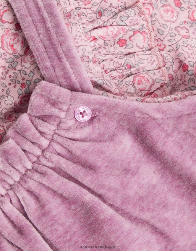 roupas conjunto de macacão de veludo com estampa ditsy para recém-nascido Monsoon crianças roxo (lilás) RPLH8F2091
