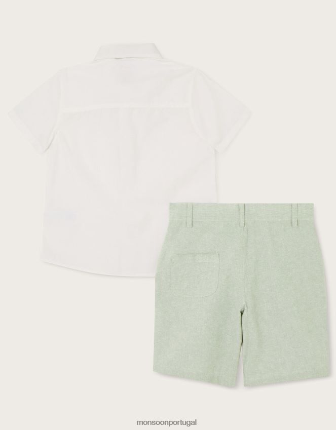 roupas conjunto de shorts elegantes, gravata borboleta e camisa Monsoon garoto verde RPLH8F2274