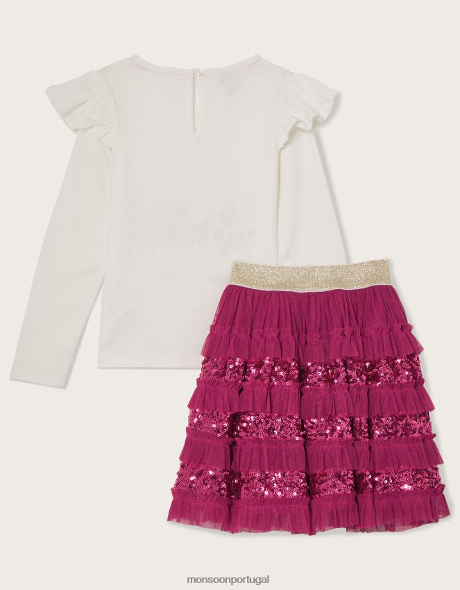 roupas conjunto top unicórnio e saia disco Monsoon garota rosa (rosa brilhante) RPLH8F1668