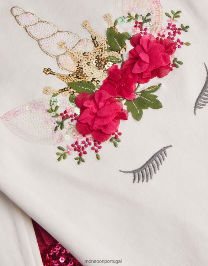 roupas conjunto top unicórnio e saia disco Monsoon garota rosa (rosa brilhante) RPLH8F1668