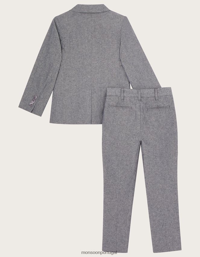 roupas terno de cinco peças com gravata borboleta Monsoon garoto cinza RPLH8F2268