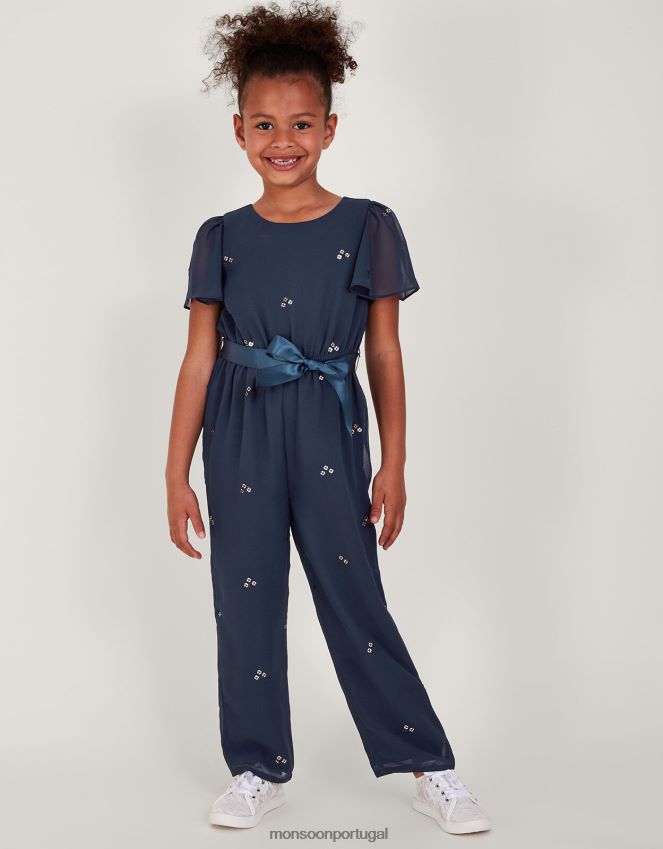 roupas macacão de festa com lantejoulas espalhadas Monsoon garota azul-marinho) RPLH8F1696