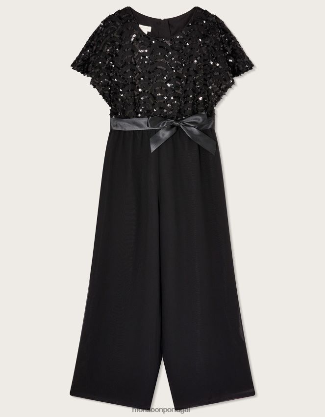 roupas macacão deco manga capa Monsoon garota preto RPLH8F1669