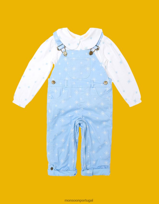 roupas macacão pontudo com estampa de floco de neve macacão Monsoon crianças azul RPLH8F1909