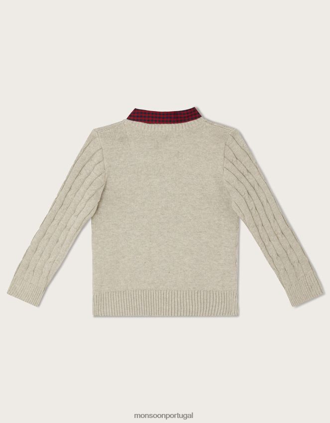 roupas Suéter 2 em 1 e camisa de algodão Monsoon garoto cinza RPLH8F2238