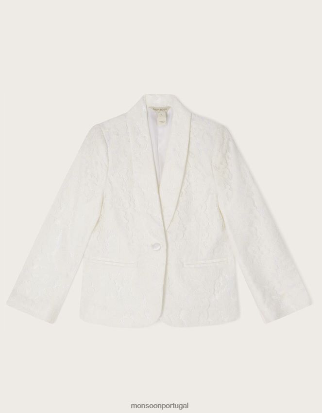 roupas blazer de dama de honra de renda brea Monsoon garota marfim RPLH8F1783