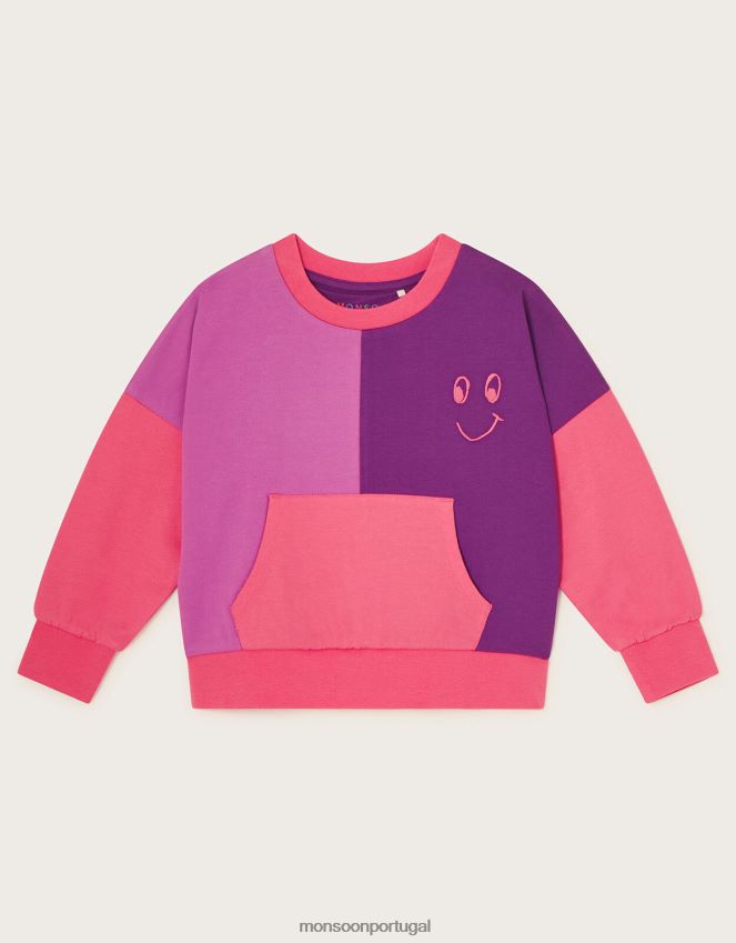 roupas blusa de moletom color block Monsoon crianças rosa RPLH8F1644