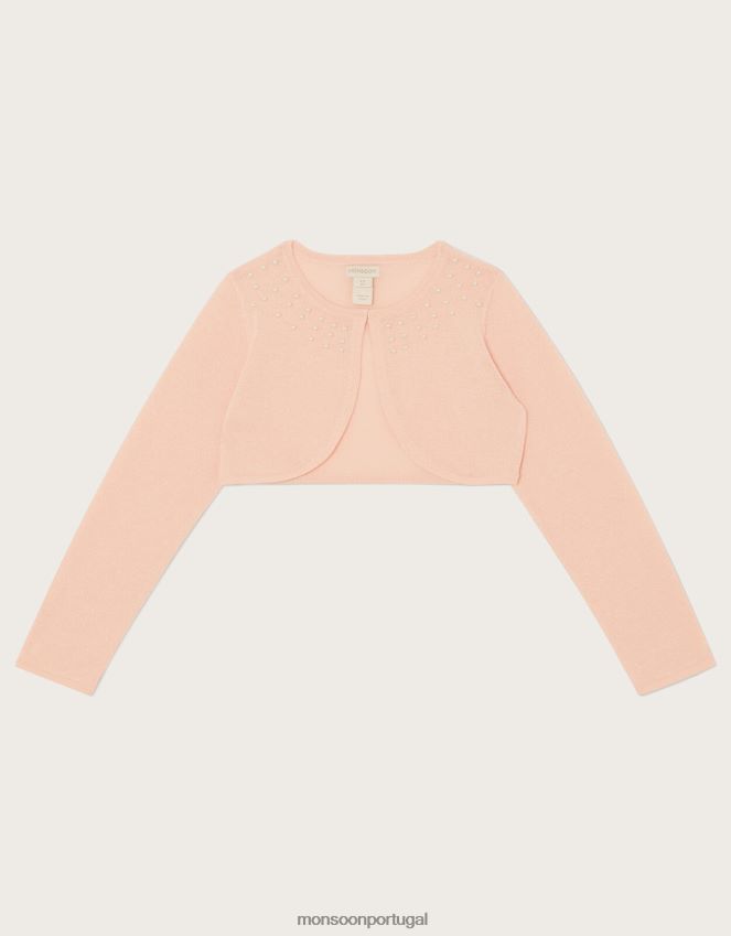 roupas cardigã com acabamento em pérola Monsoon garota rosa RPLH8F1860