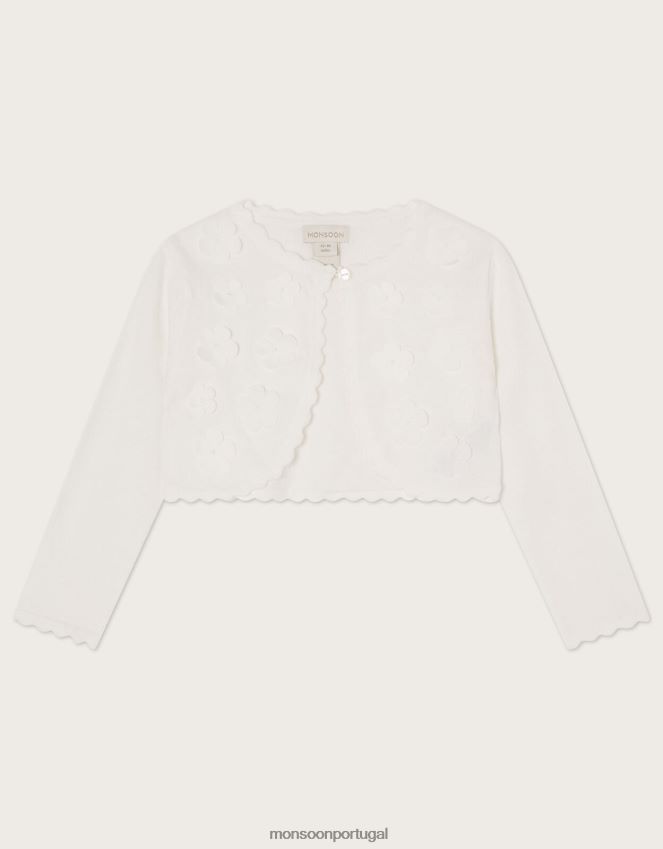 roupas cardigã de pétalas 3d Monsoon garota marfim RPLH8F1917