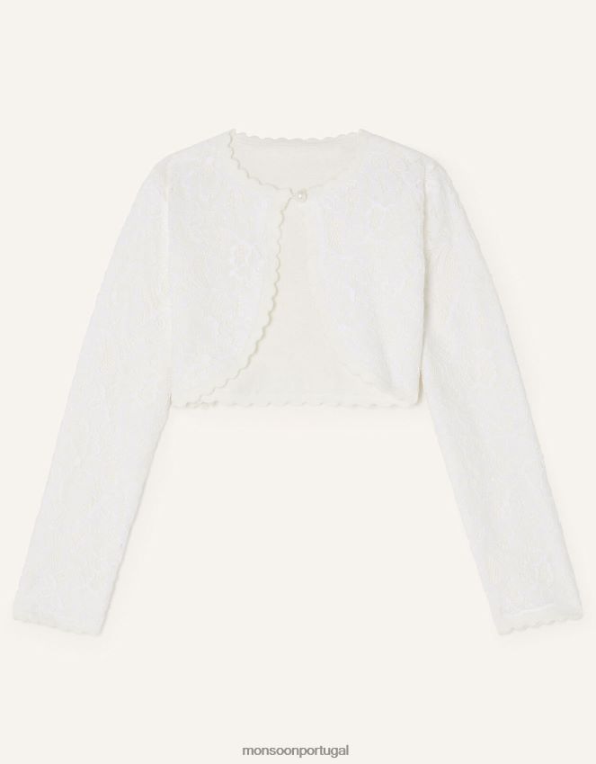 roupas cardigã de renda Monsoon garota marfim RPLH8F1871