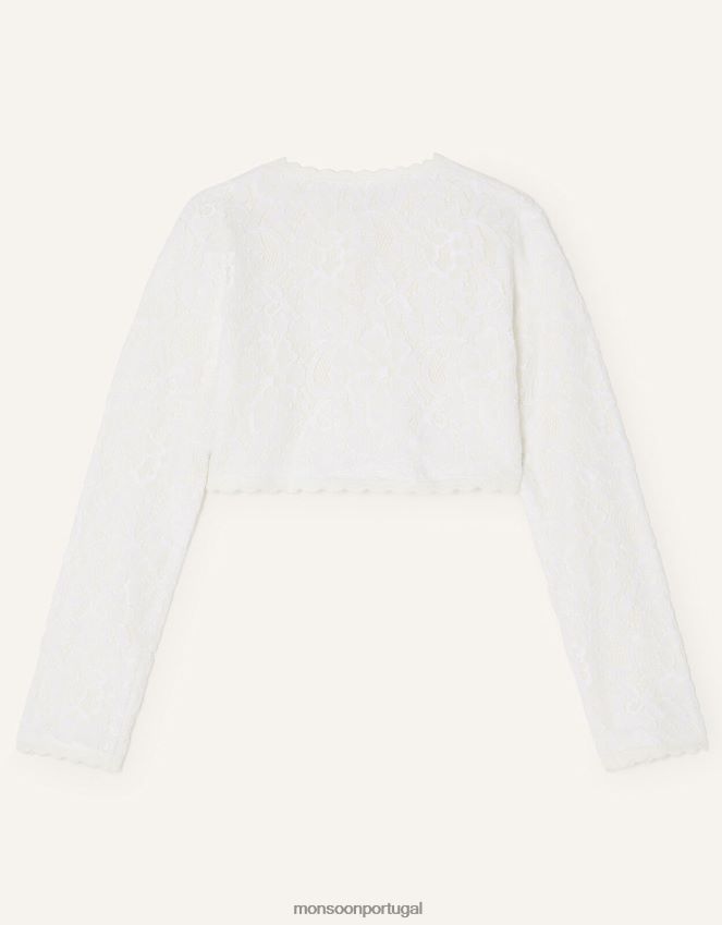 roupas cardigã de renda Monsoon garota marfim RPLH8F1871