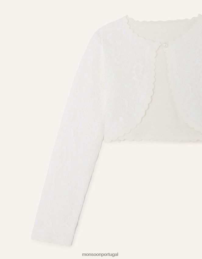 roupas cardigã de renda Monsoon garota marfim RPLH8F1871