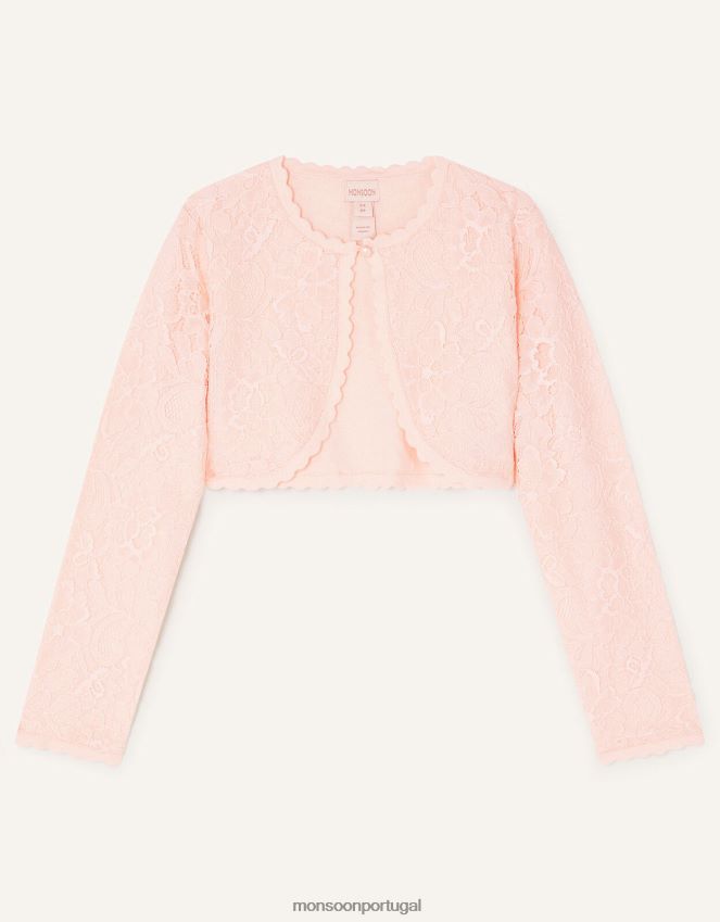 roupas cardigã de renda Monsoon garota rosa RPLH8F1866