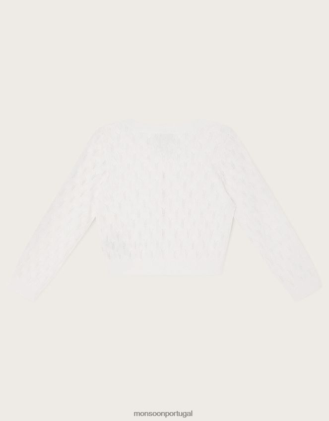 roupas cardigã pointelle Monsoon crianças marfim RPLH8F1949