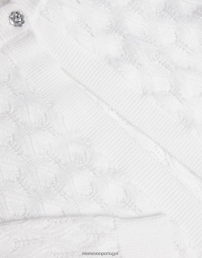 roupas cardigã pointelle Monsoon crianças marfim RPLH8F1949