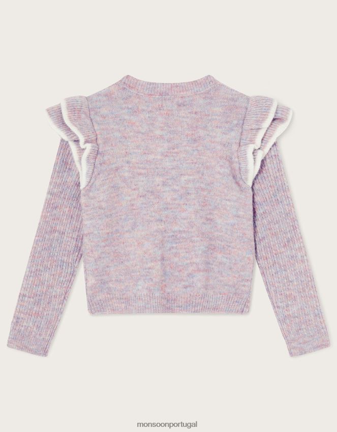 roupas cardigan bolero com babado duplo Monsoon crianças rosa RPLH8F1933