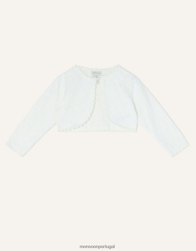 roupas cardigan de renda para bebê Monsoon garota marfim RPLH8F2106