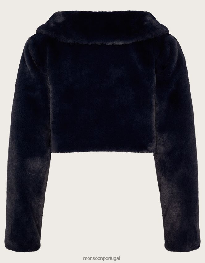 roupas encolher de ombros de pele sintética de manga comprida Monsoon garota azul-marinho) RPLH8F1768