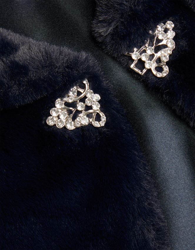 roupas encolher de ombros de pele sintética de manga comprida Monsoon garota azul-marinho) RPLH8F1784