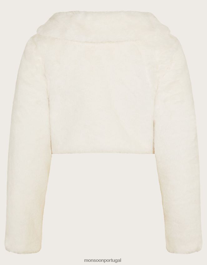 roupas encolher de ombros de pele sintética de manga comprida Monsoon garota marfim RPLH8F1589