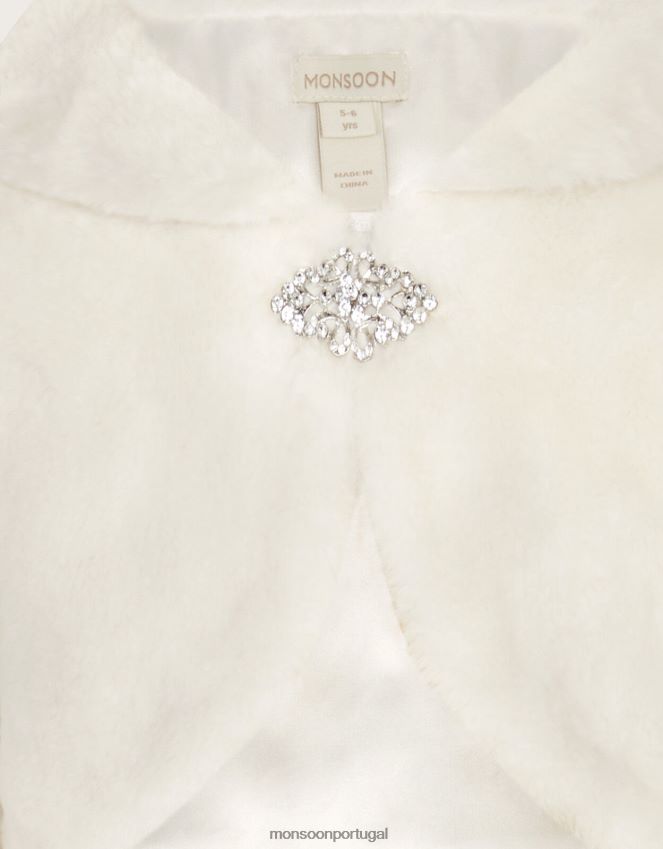 roupas encolher de ombros de pele sintética de manga comprida Monsoon garota marfim RPLH8F1589