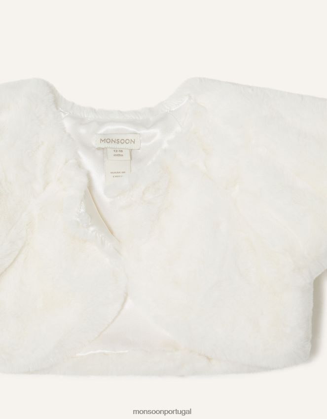 roupas encolher de ombros de pele sintética para bebê Monsoon garota marfim RPLH8F2156