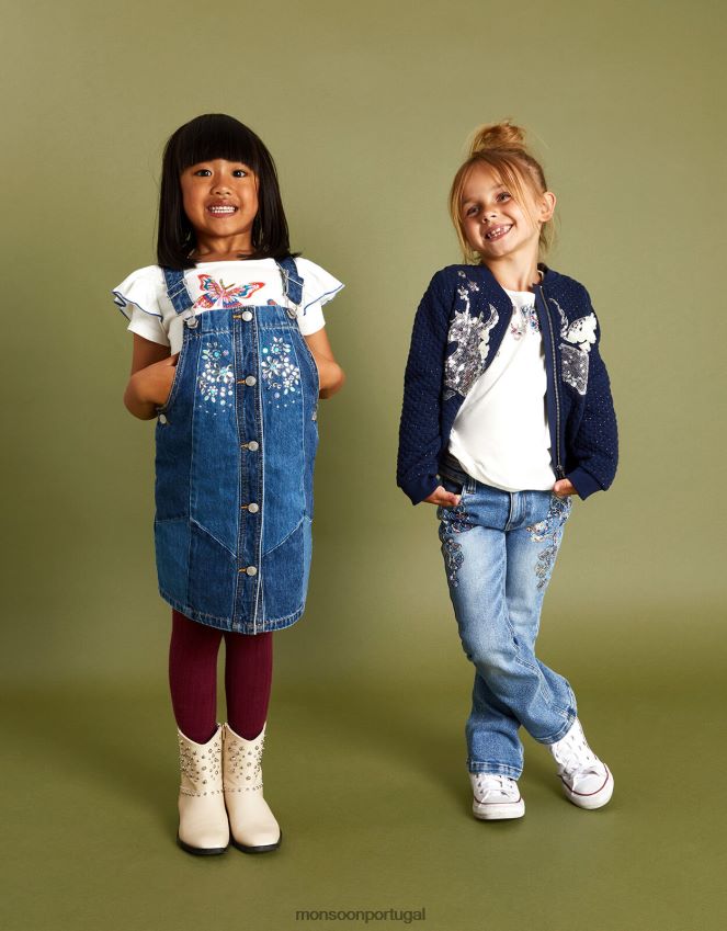 roupas jaqueta bomber acolchoada de unicórnio com lantejoulas Monsoon garota azul-marinho) RPLH8F1606