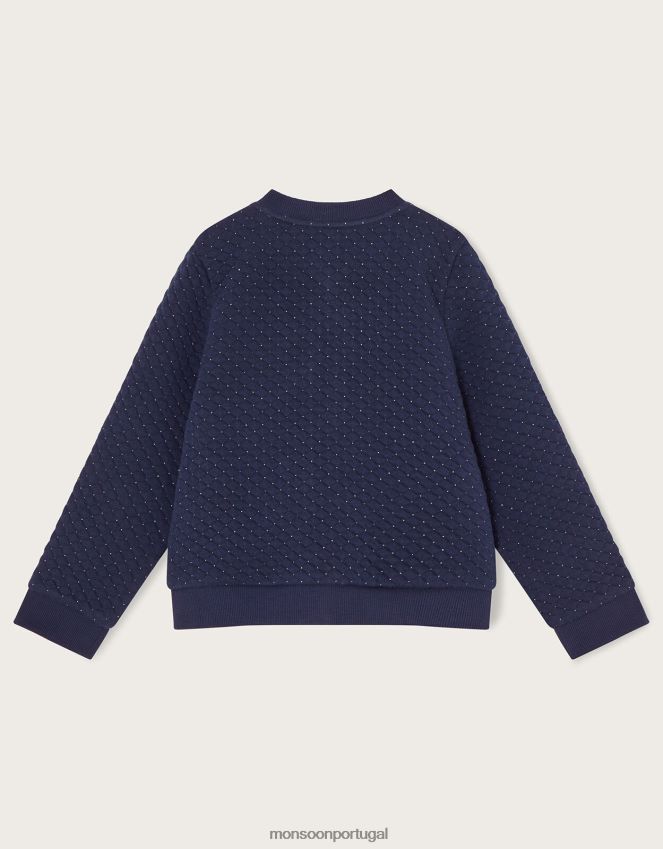 roupas jaqueta bomber acolchoada de unicórnio com lantejoulas Monsoon garota azul-marinho) RPLH8F1606