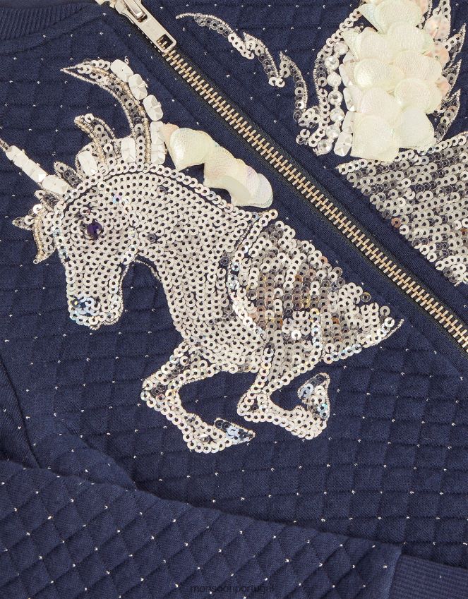 roupas jaqueta bomber acolchoada de unicórnio com lantejoulas Monsoon garota azul-marinho) RPLH8F1606