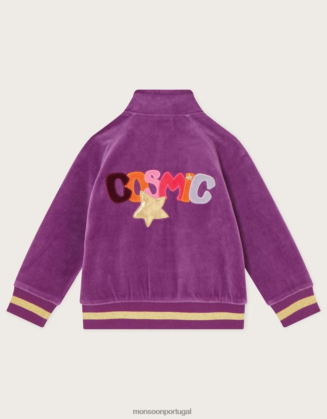 roupas jaqueta bomber com zíper em veludo cósmico Monsoon garota roxo RPLH8F1704