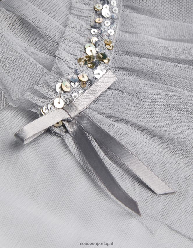 roupas jaqueta com capa curta de tule land of Wonder Monsoon garota cinza RPLH8F1878