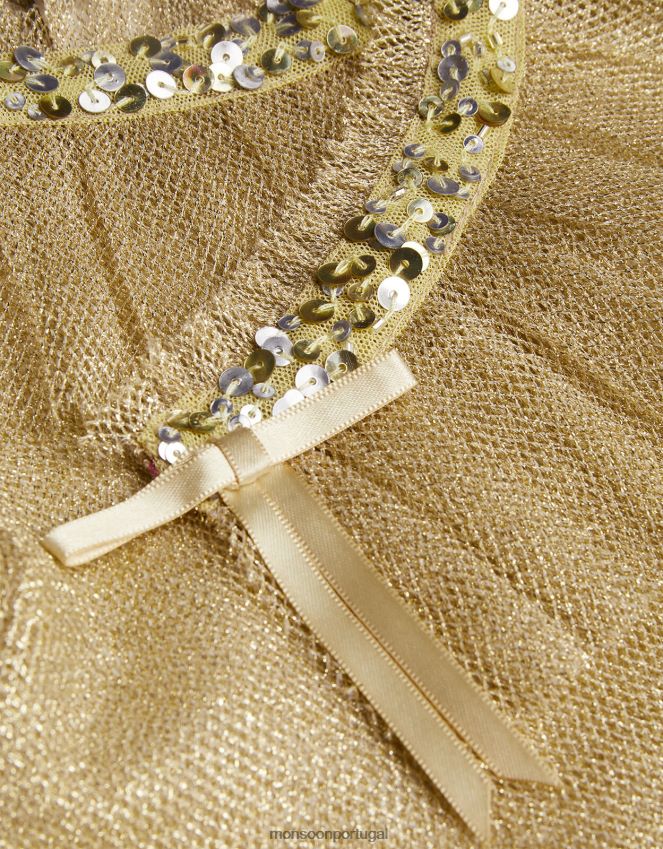 roupas jaqueta com capa curta de tule land of Wonder Monsoon garota ouro RPLH8F1845