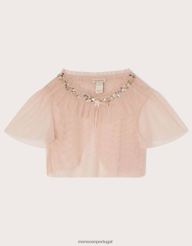 roupas jaqueta com capa curta de tule land of Wonder Monsoon garota rosa RPLH8F1877