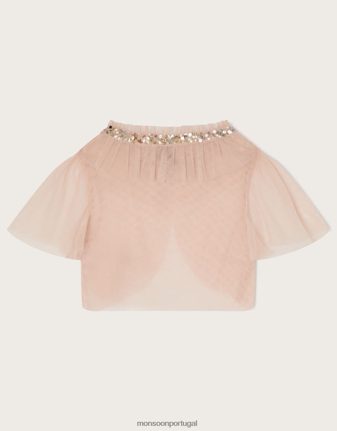 roupas jaqueta com capa curta de tule land of Wonder Monsoon garota rosa RPLH8F1877