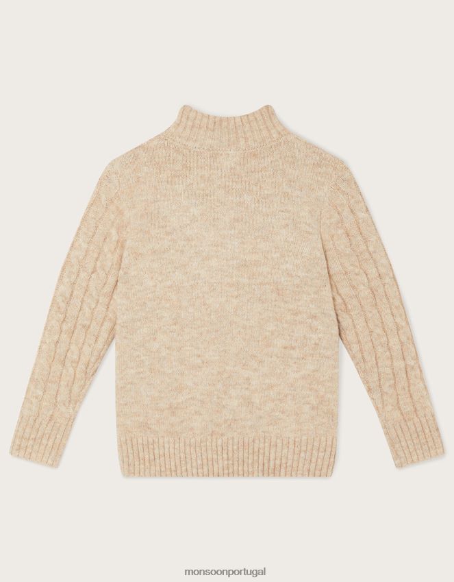 roupas jumper tricotado com meio zíper Monsoon garoto Pedra natural) RPLH8F2246