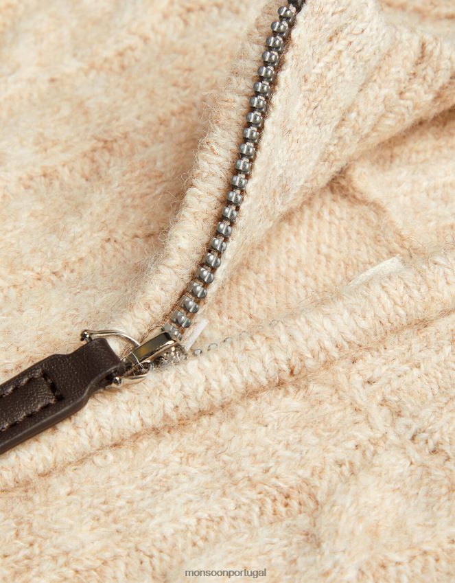 roupas jumper tricotado com meio zíper Monsoon garoto Pedra natural) RPLH8F2246