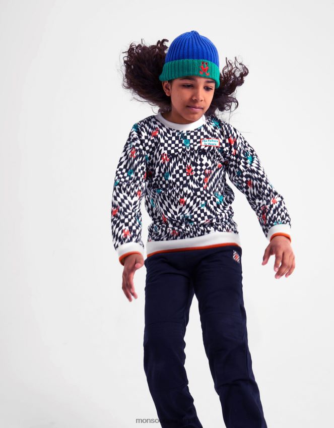 roupas moletom skatista com estampa de monstro Monsoon garoto marfim RPLH8F2201