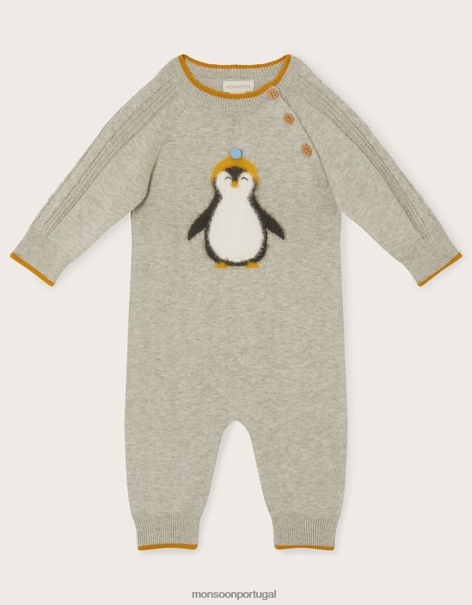 roupas pijama fofo de pinguim Monsoon crianças cinza RPLH8F2218