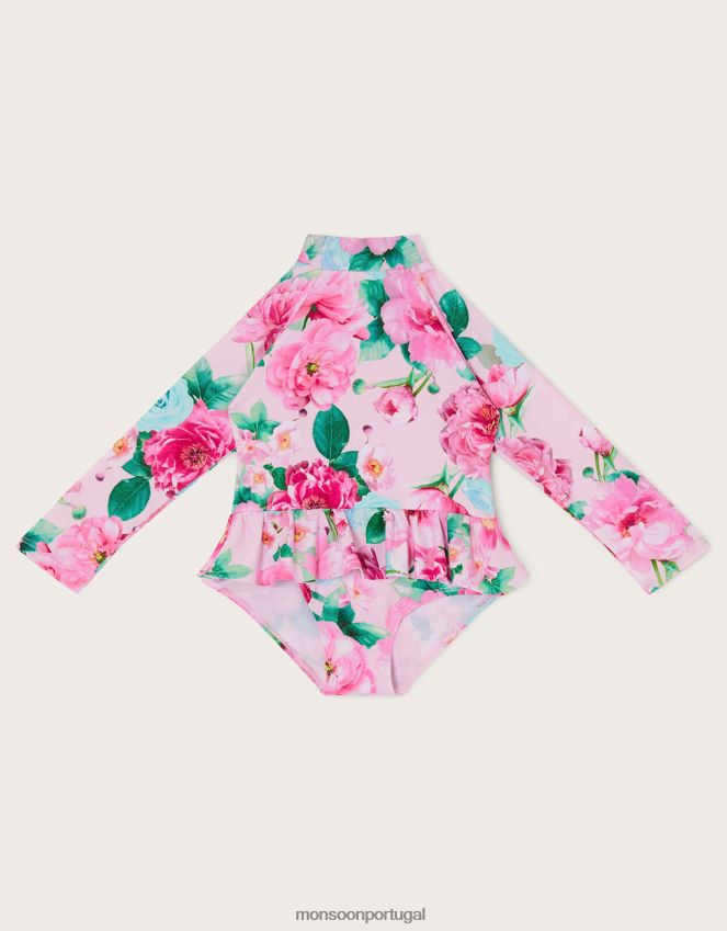 roupas Fato de banho para bebé com saia floral e proteção upf50+ Monsoon crianças rosa (rosa claro) RPLH8F2151