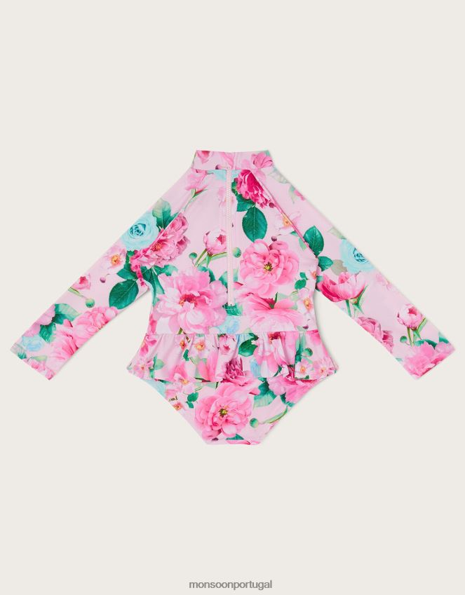 roupas Fato de banho para bebé com saia floral e proteção upf50+ Monsoon crianças rosa (rosa claro) RPLH8F2151