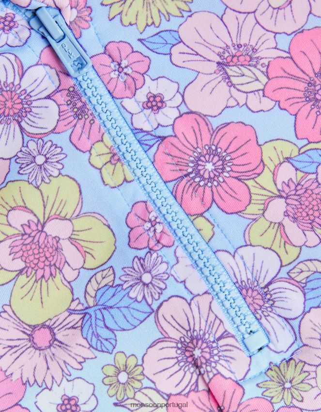 roupas Fato de banho retro floral de duas peças para bebé com proteção upf50+ Monsoon crianças azul RPLH8F2133